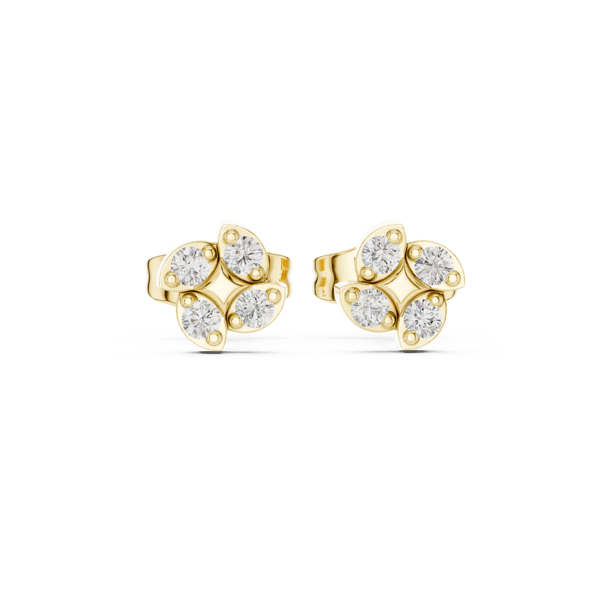 Luminous Clover Petal Diamond Studs
