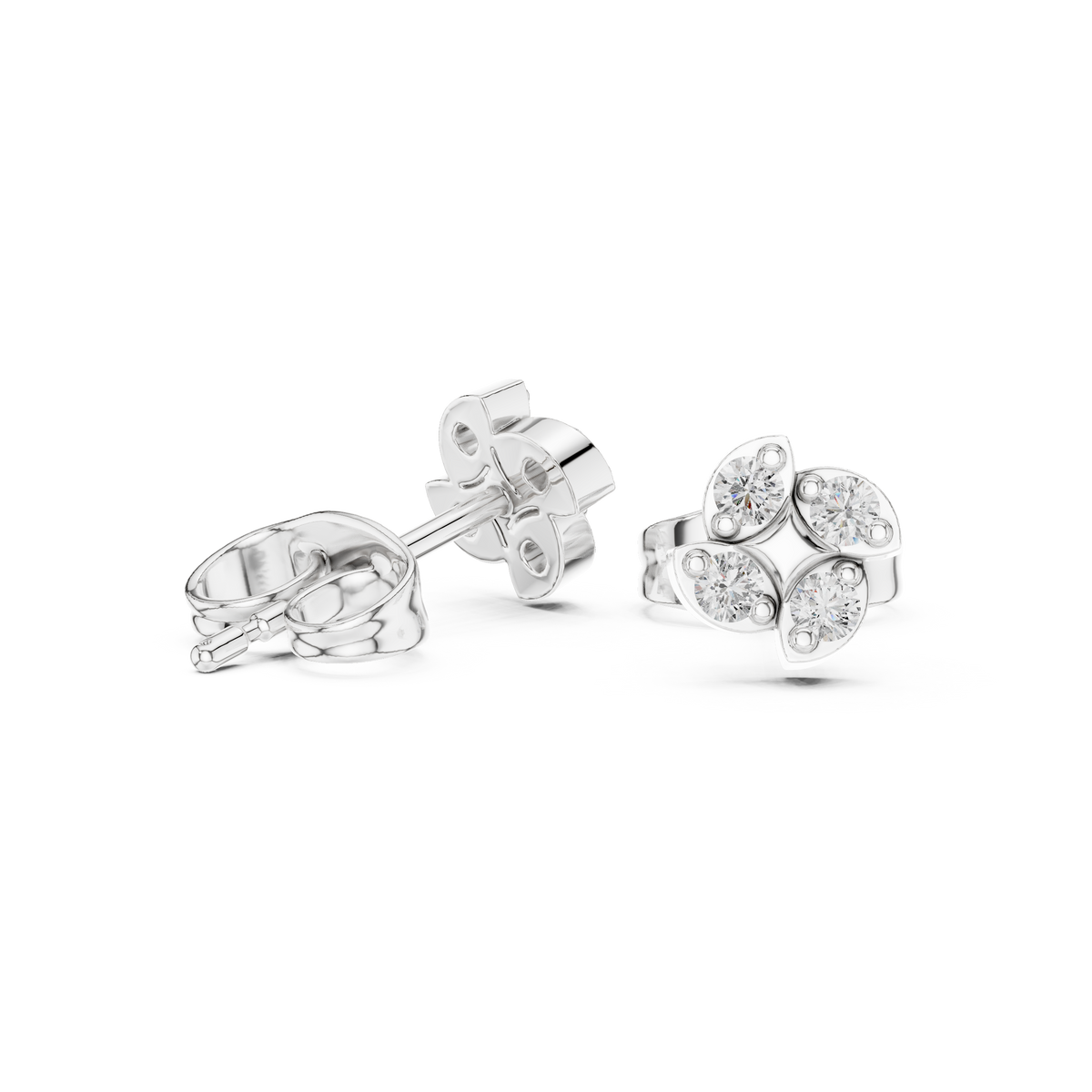Luminous Clover Petal Diamond Studs