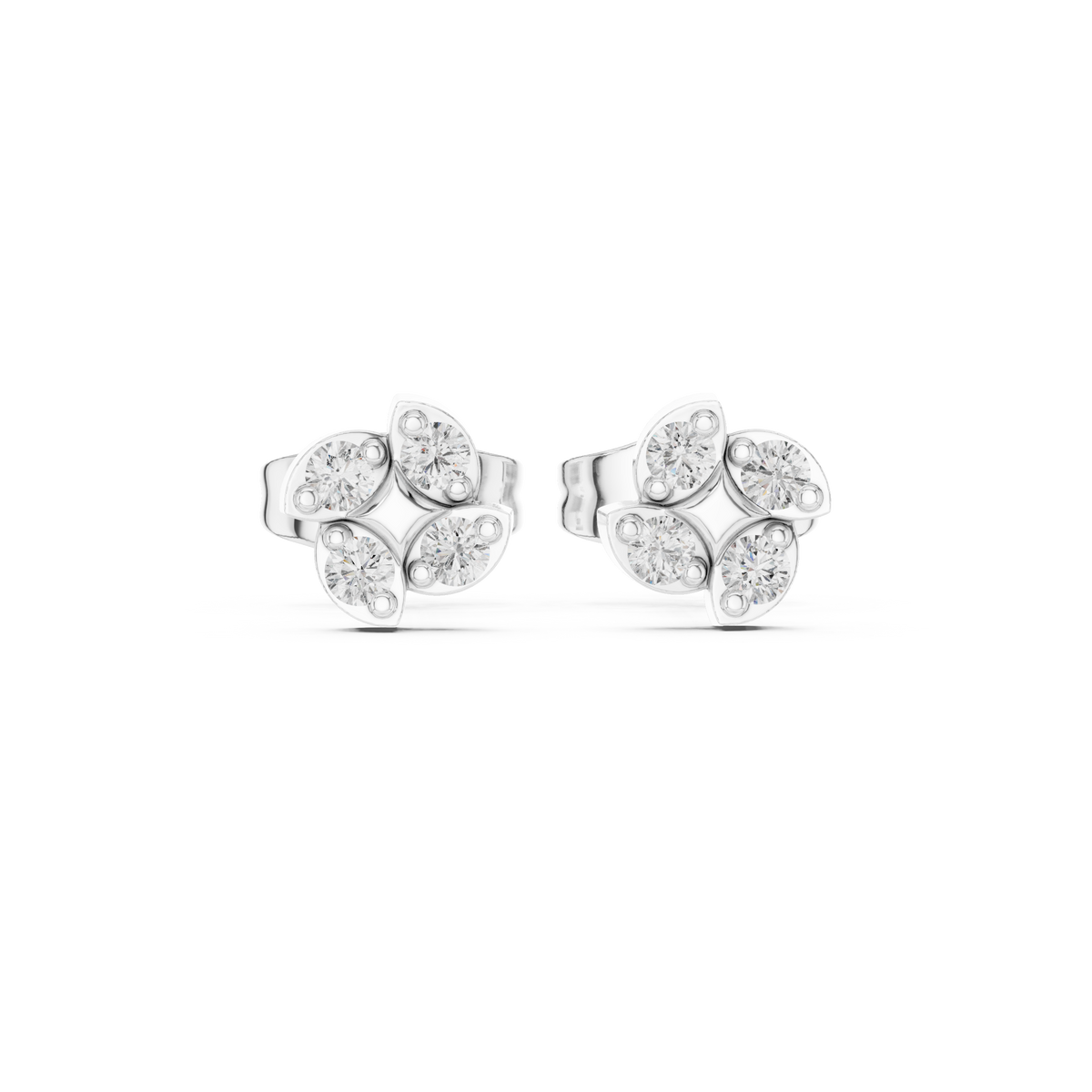 Luminous Clover Petal Diamond Studs