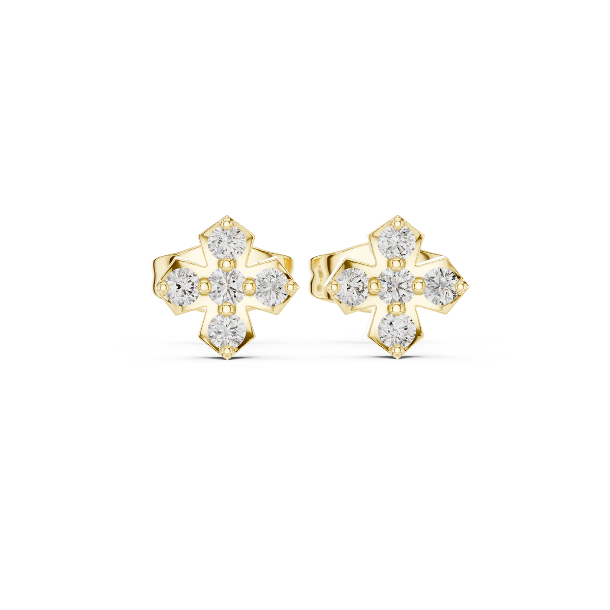 Regal Five Point Floral Diamond Studs