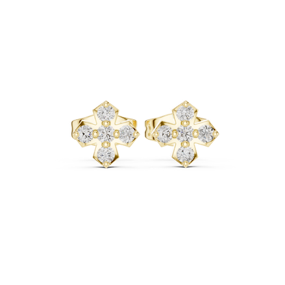 Regal Five Point Floral Diamond Studs