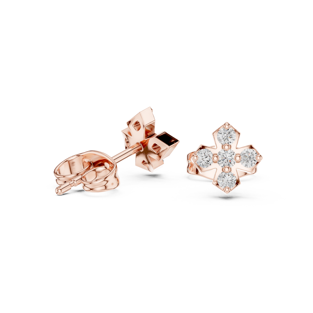Regal Five Point Floral Diamond Studs