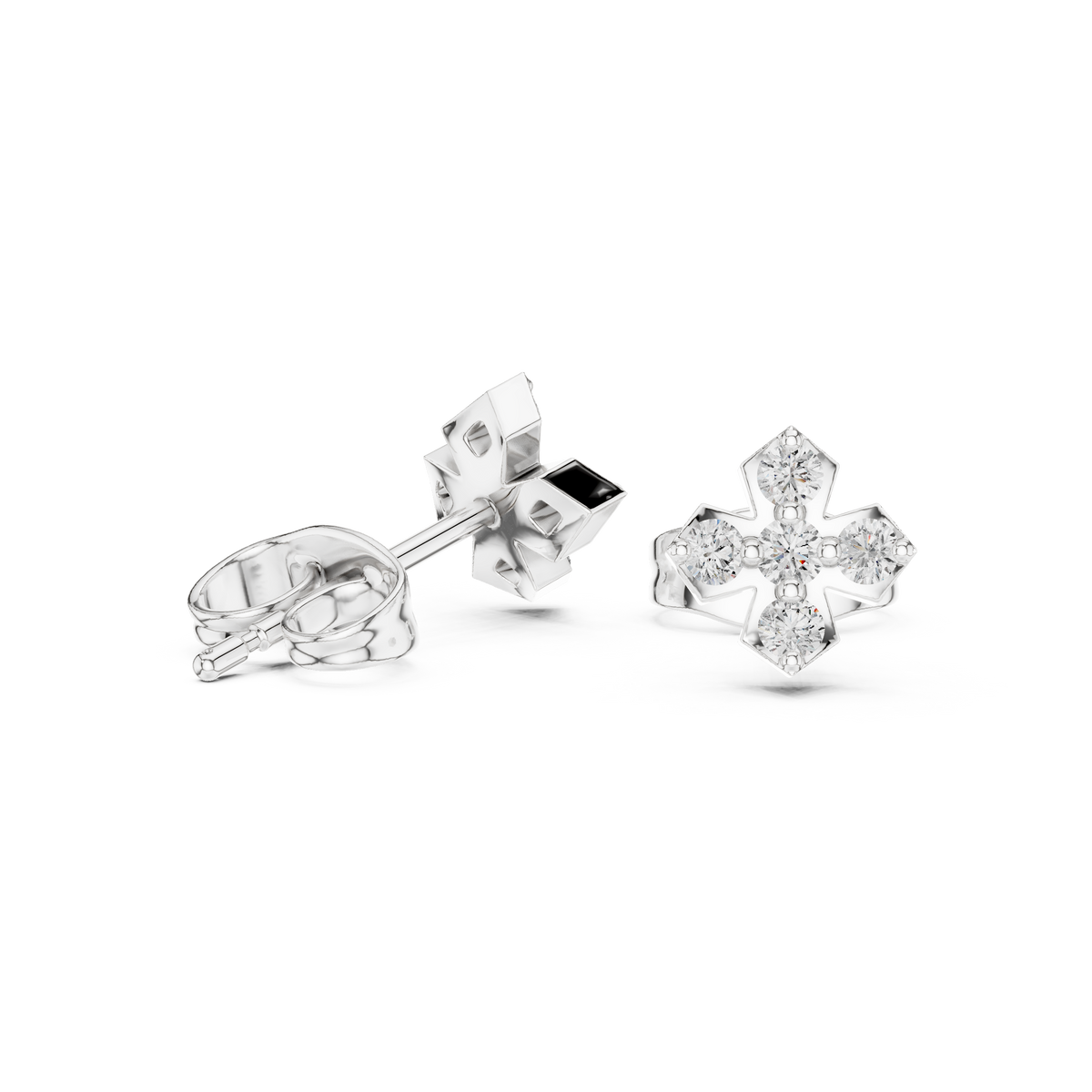 Regal Five Point Floral Diamond Studs