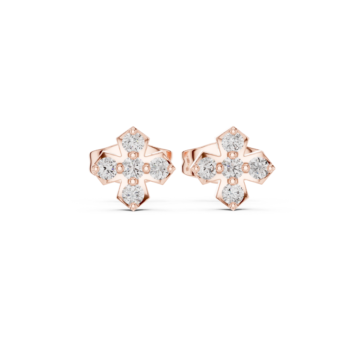 Regal Five Point Floral Diamond Studs