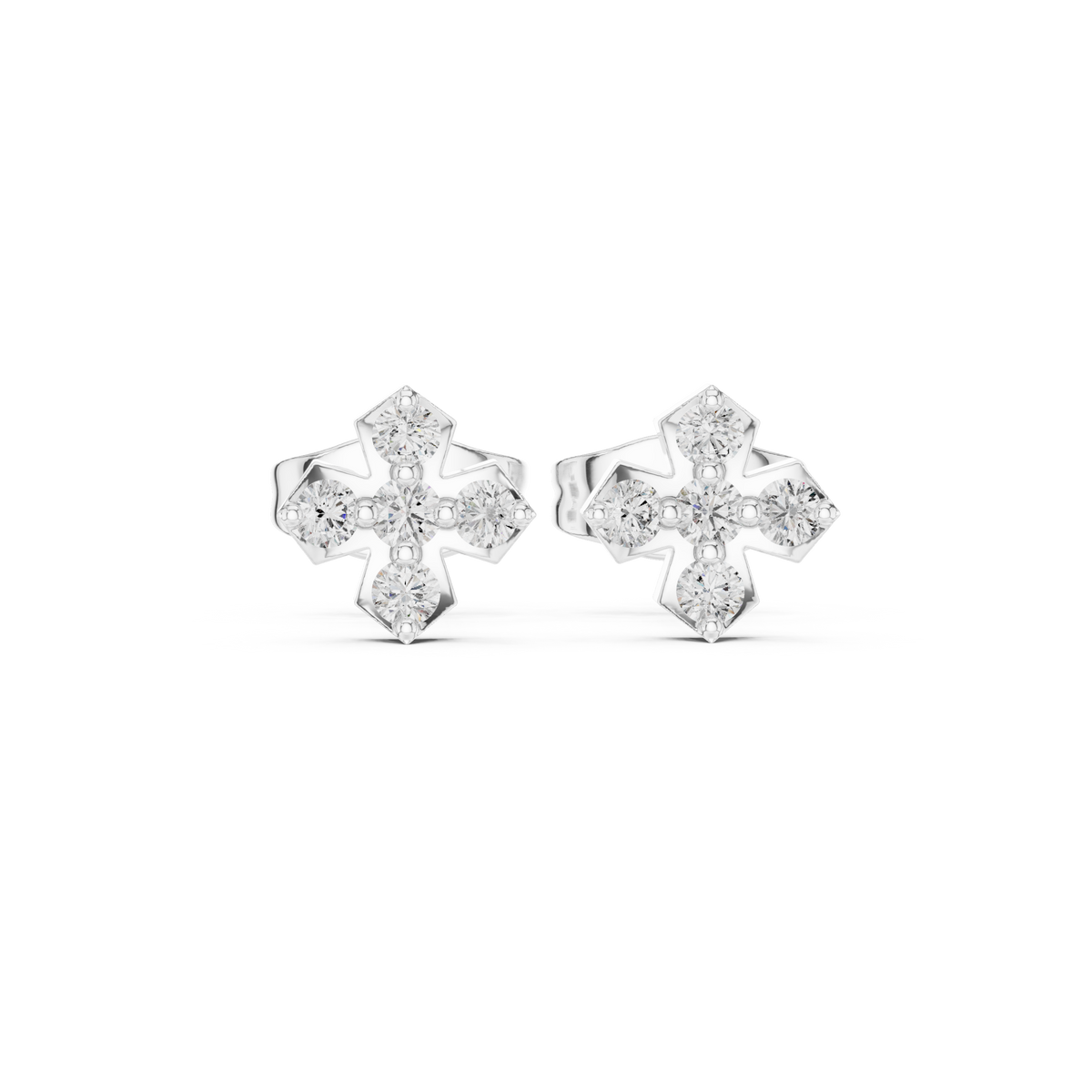 Regal Five Point Floral Diamond Studs