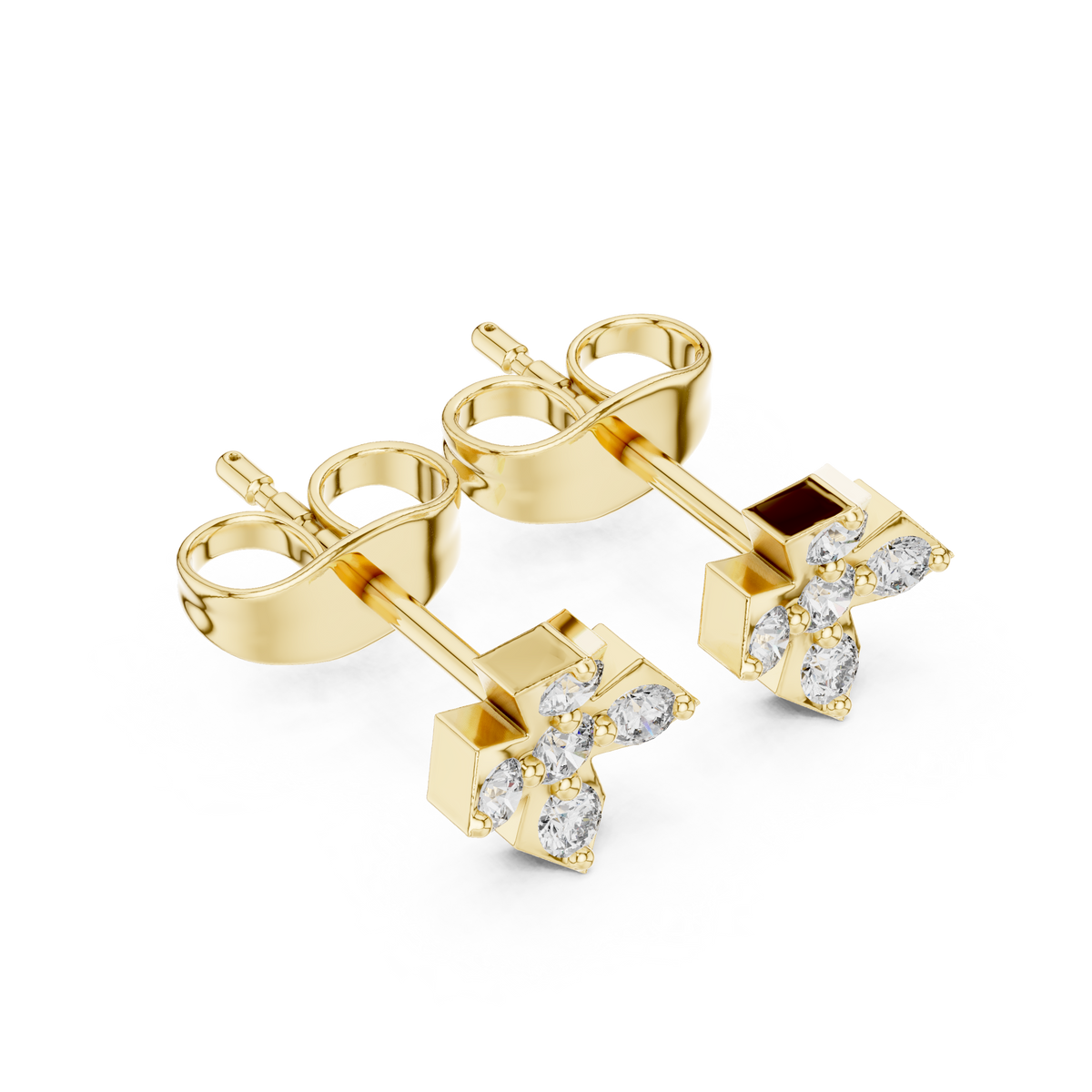 Regal Five Point Floral Diamond Studs