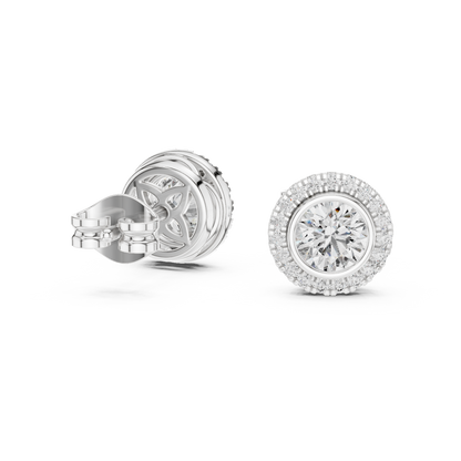 Zarelle Round Diamond Radiant Halo Studs