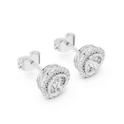 Zarelle Round Diamond Radiant Halo Studs