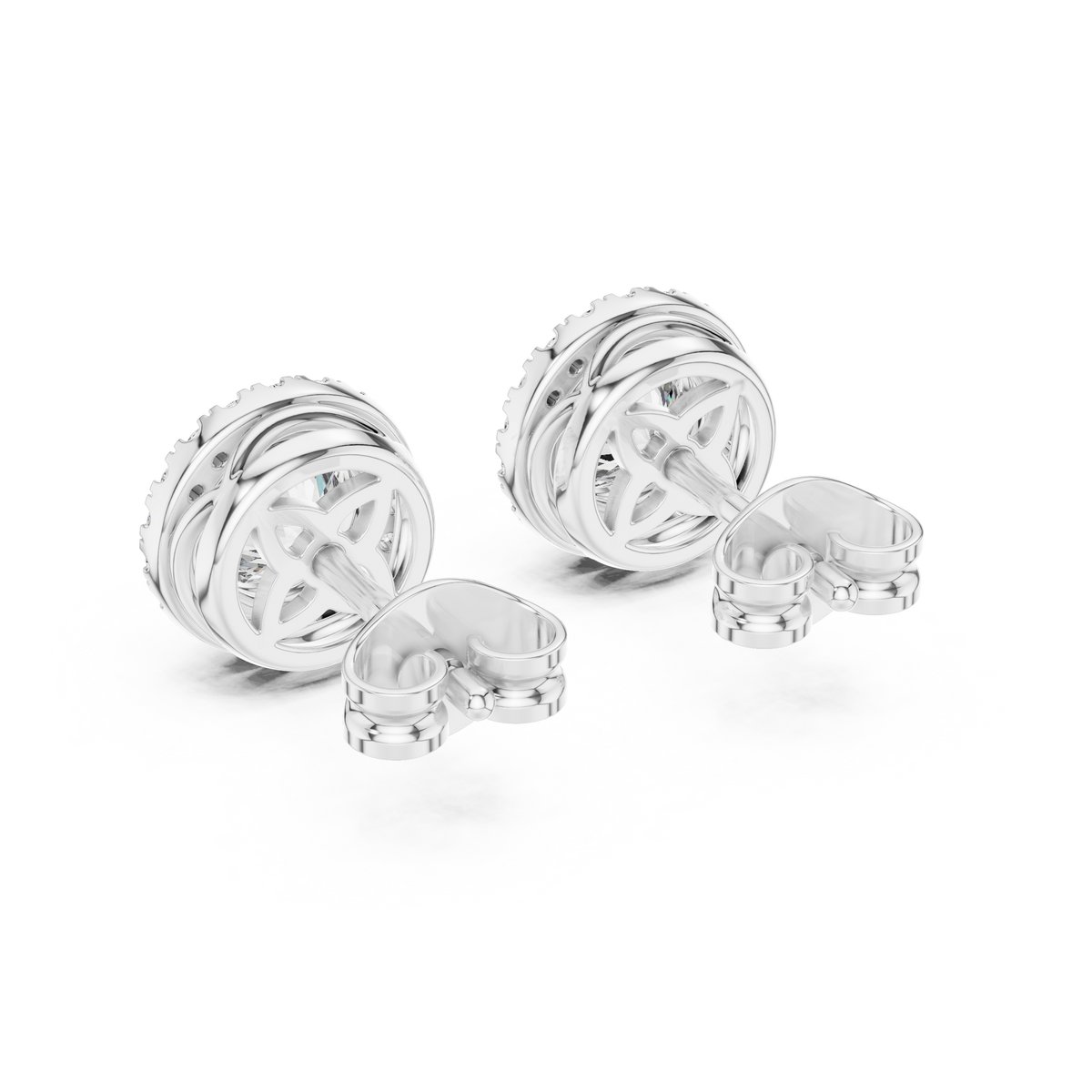Zarelle Round Diamond Radiant Halo Studs