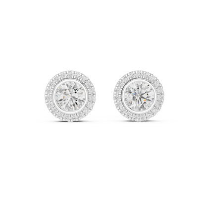 Zarelle Round Diamond Radiant Halo Studs