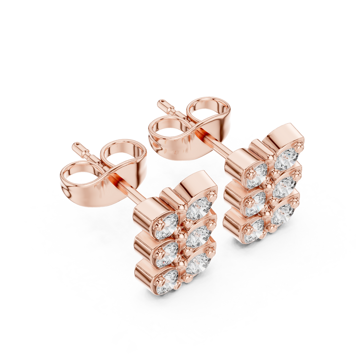 Triple Bloom Butterfly Diamond Studs
