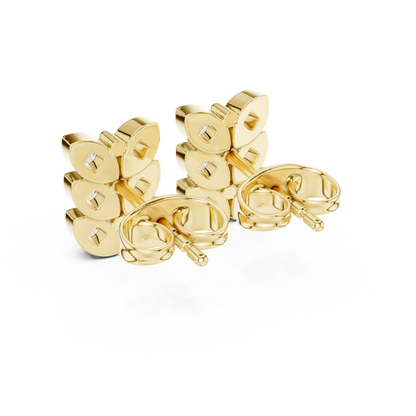 Triple Bloom Butterfly Diamond Studs