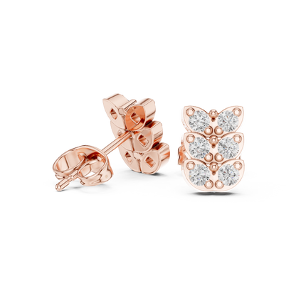 Triple Bloom Butterfly Diamond Studs