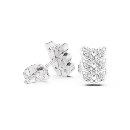 Triple Bloom Butterfly Diamond Studs