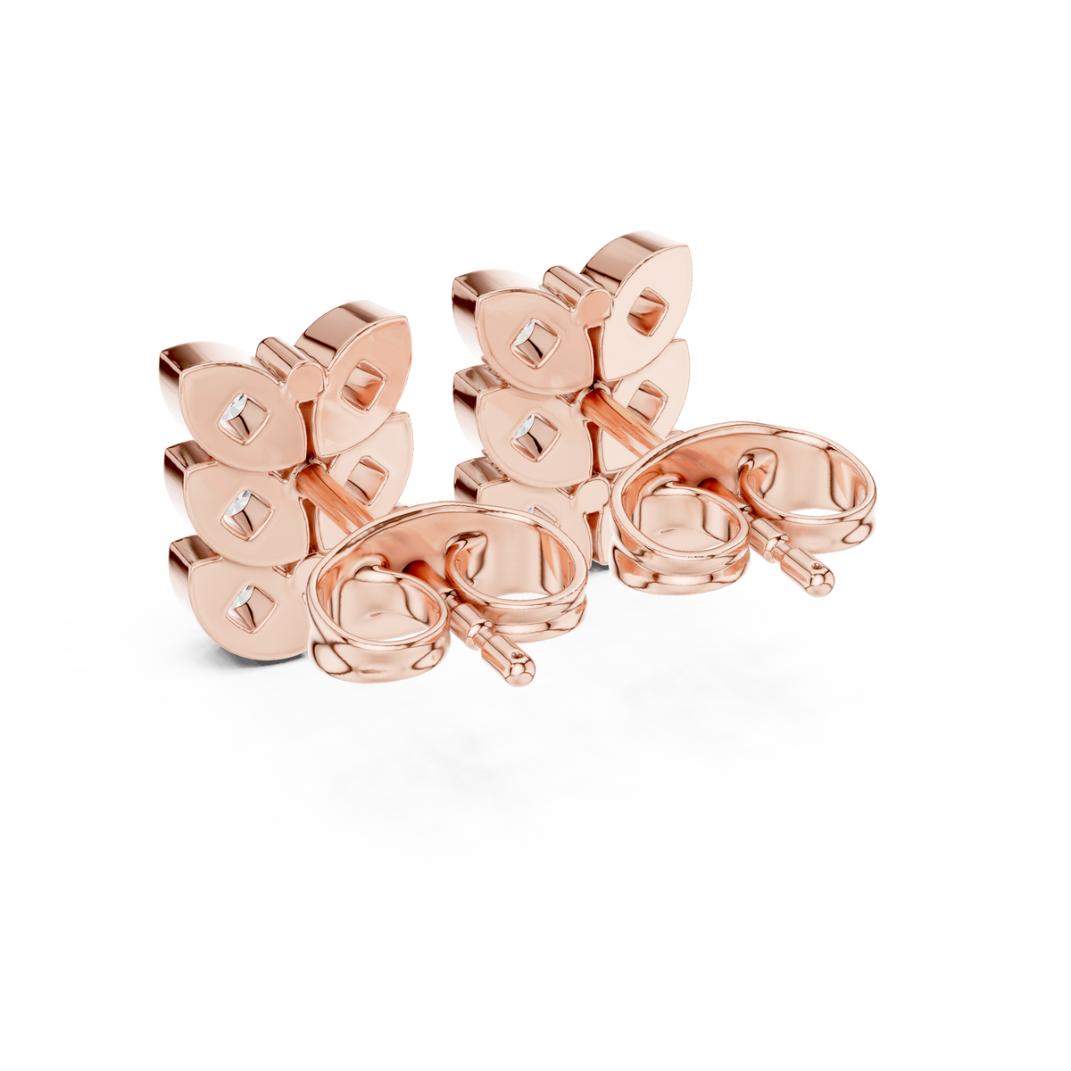 Triple Bloom Butterfly Diamond Studs