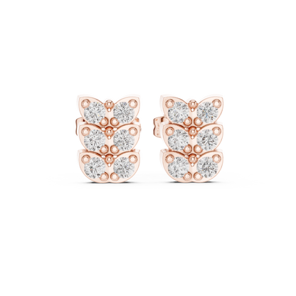 Triple Bloom Butterfly Diamond Studs