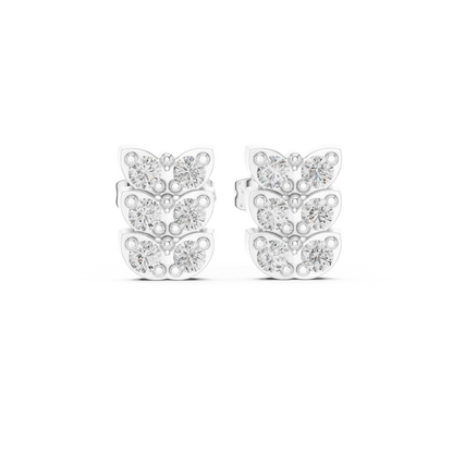 Triple Bloom Butterfly Diamond Studs