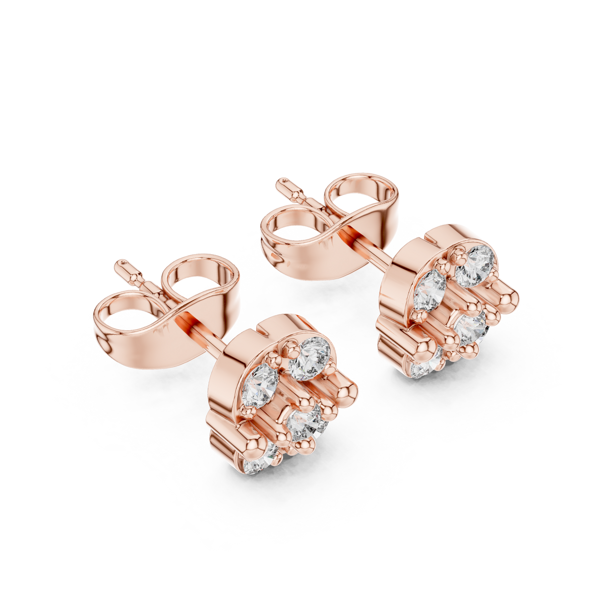 Fivefold Floral Frame Diamond Studs