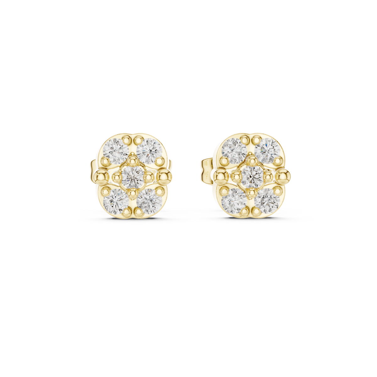 Fivefold Floral Frame Diamond Studs