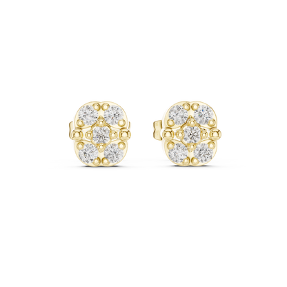 Fivefold Floral Frame Diamond Studs