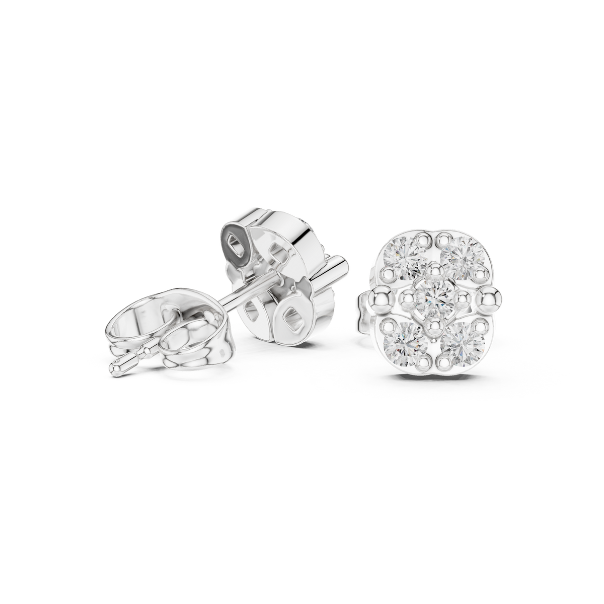 Fivefold Floral Frame Diamond Studs