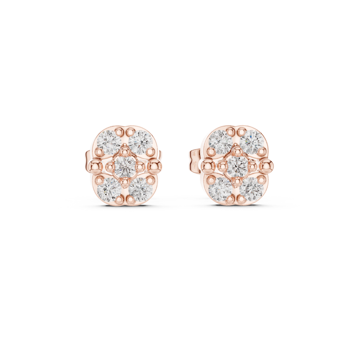 Fivefold Floral Frame Diamond Studs
