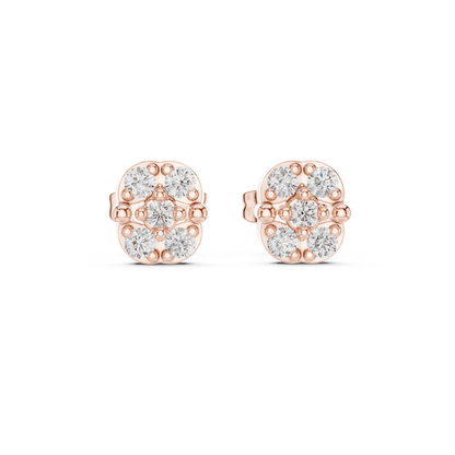 Fivefold Floral Frame Diamond Studs