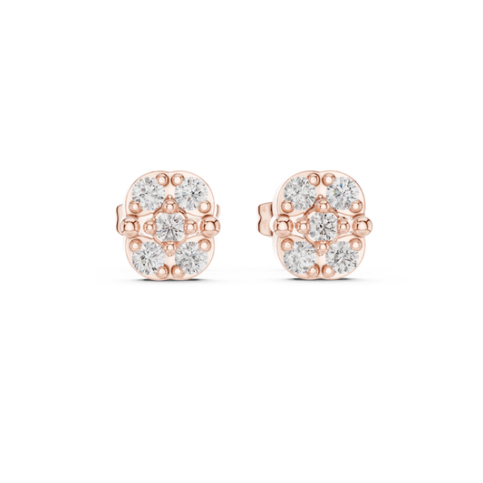 Fivefold Floral Frame Diamond Studs