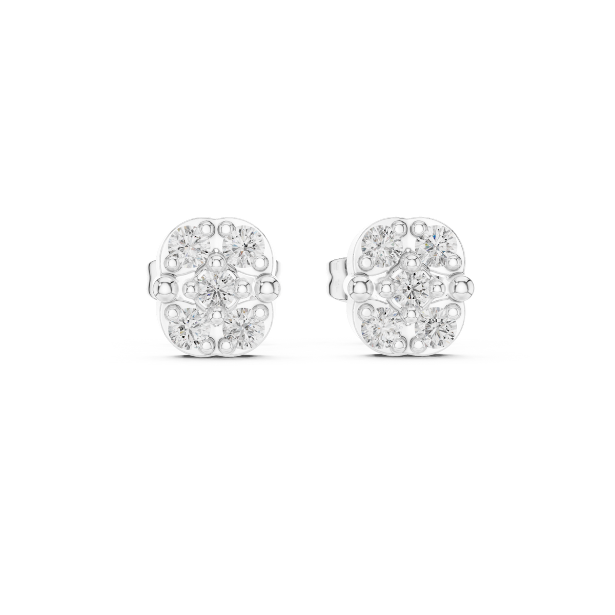 Fivefold Floral Frame Diamond Studs