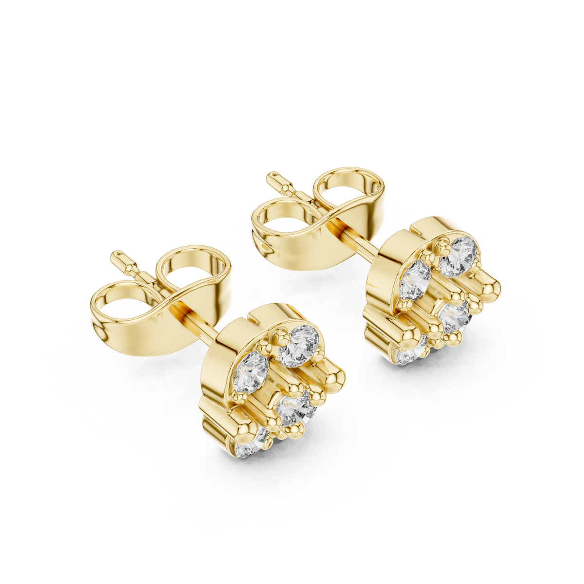 Fivefold Floral Frame Diamond Studs
