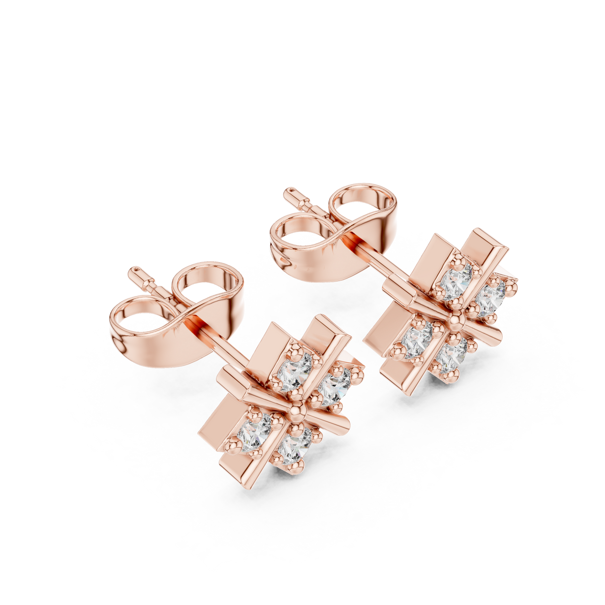 Regal Crisscross Star Diamond Studs
