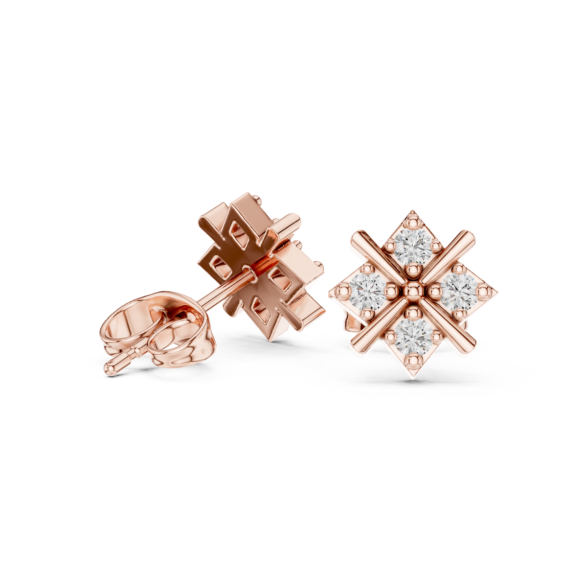 Regal Crisscross Star Diamond Studs