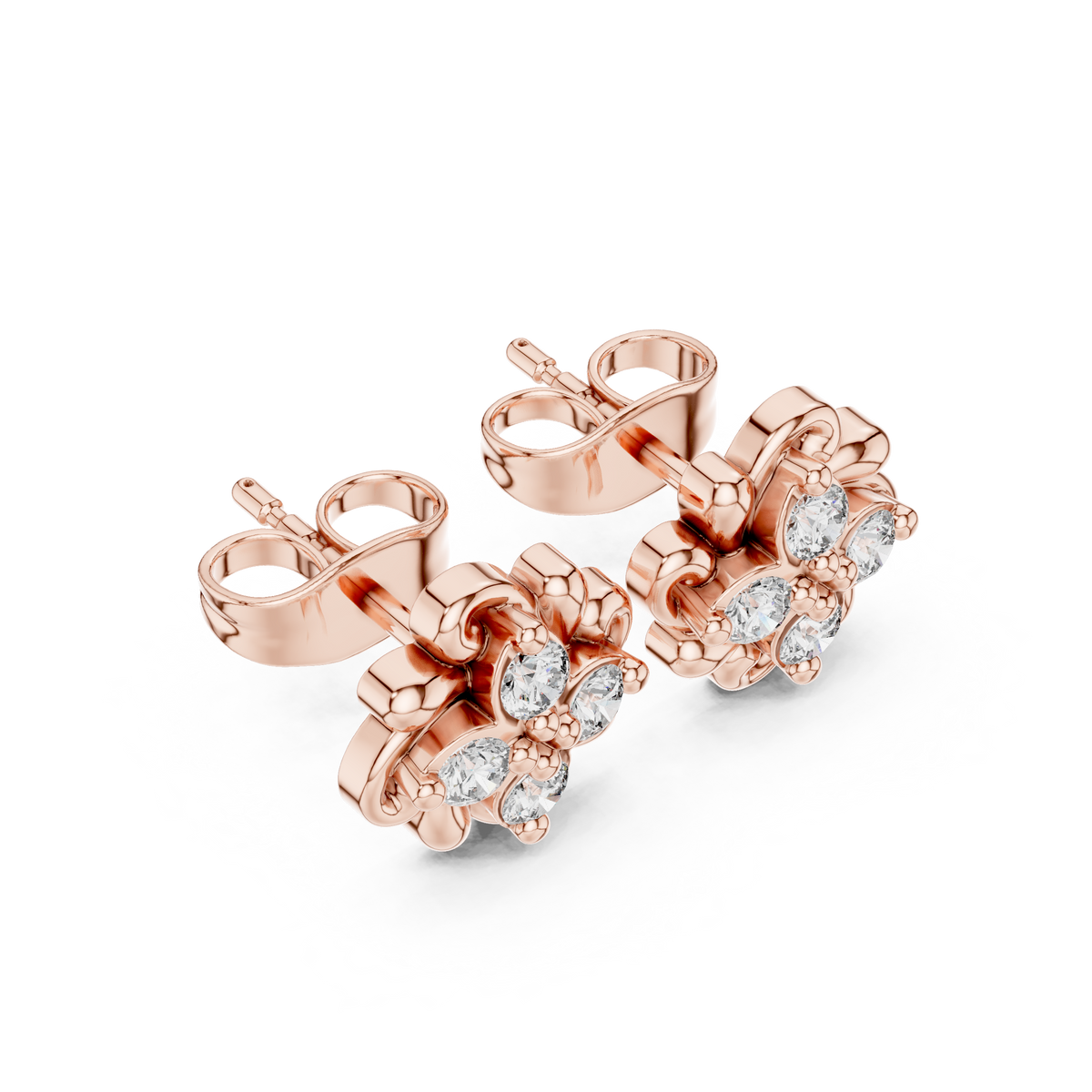 Graceful Four Bloom Diamond Studs