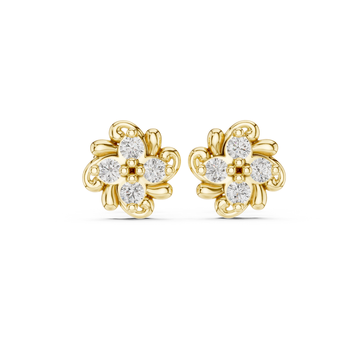 Graceful Four Bloom Diamond Studs