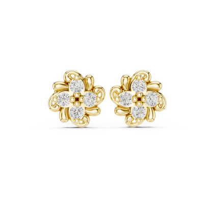 Graceful Four Bloom Diamond Studs