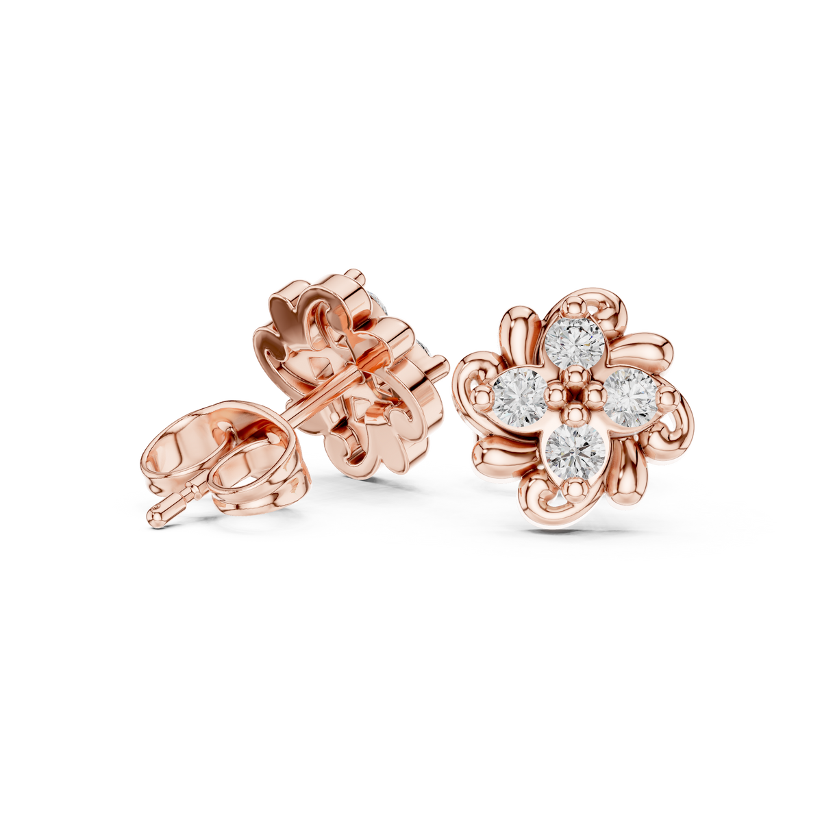 Graceful Four Bloom Diamond Studs