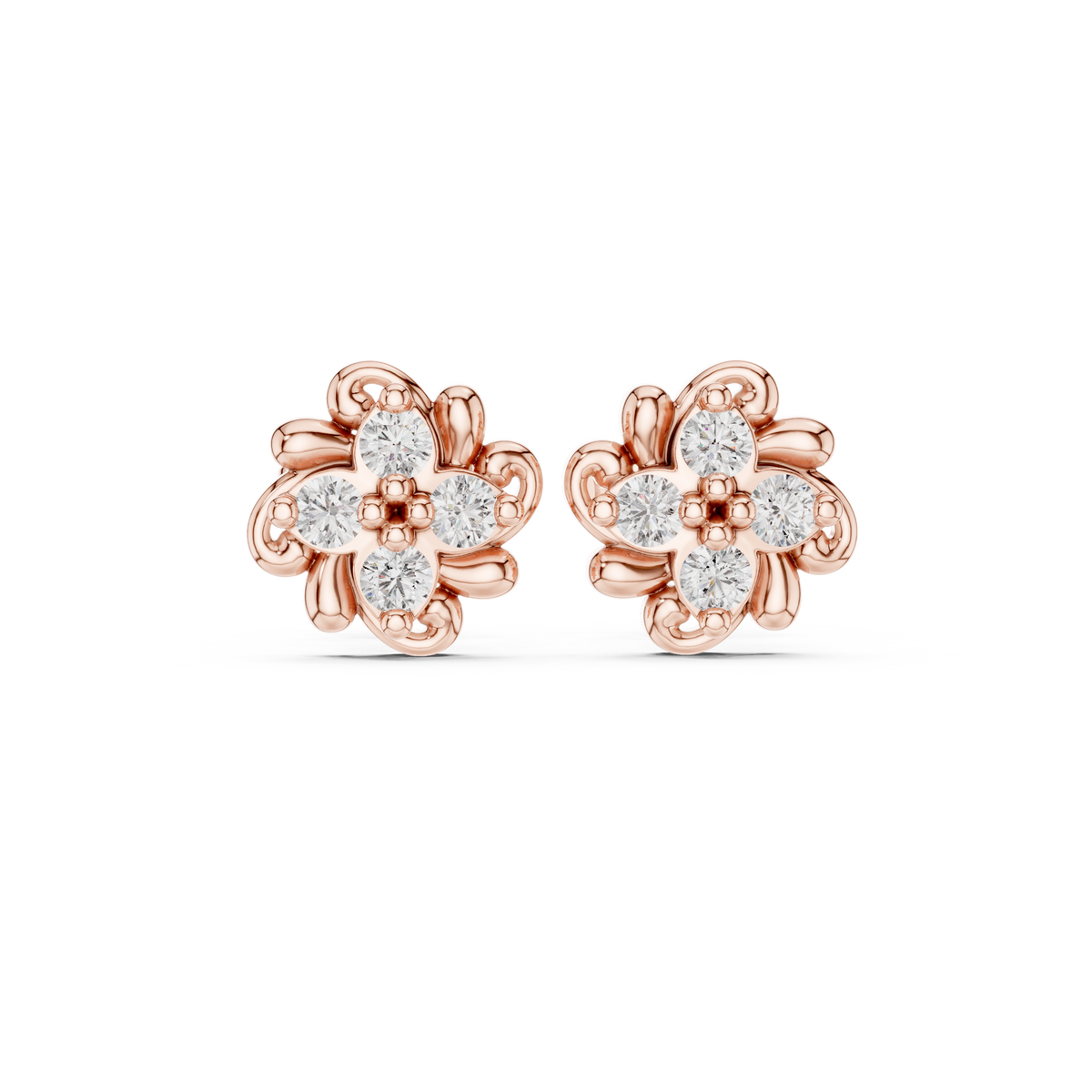 Graceful Four Bloom Diamond Studs