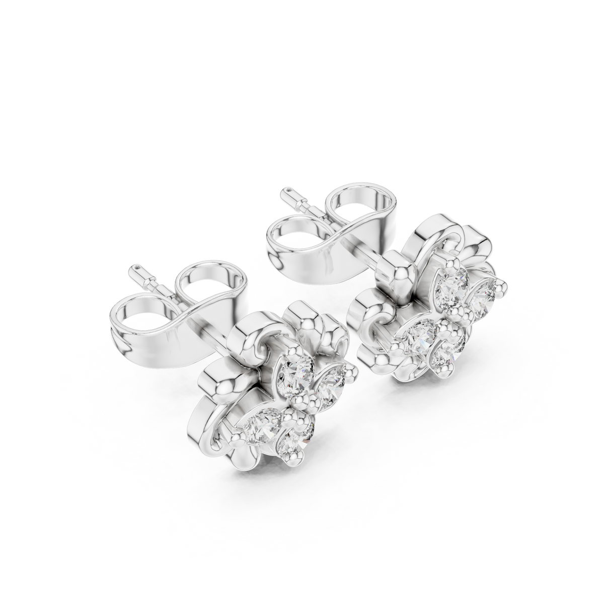 Graceful Four Bloom Diamond Studs