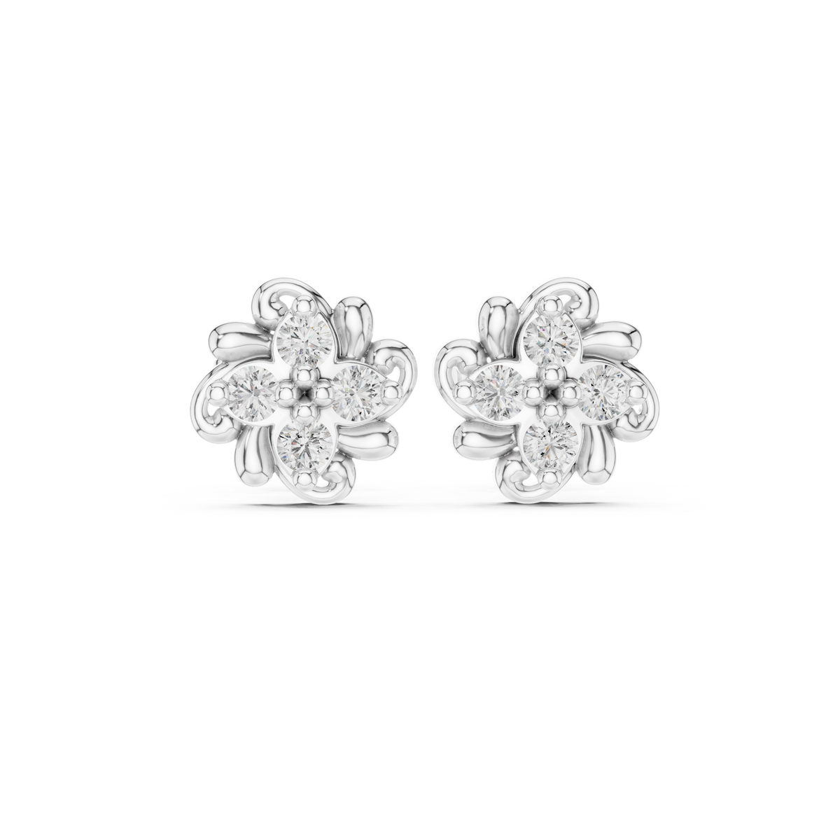 Graceful Four Bloom Diamond Studs