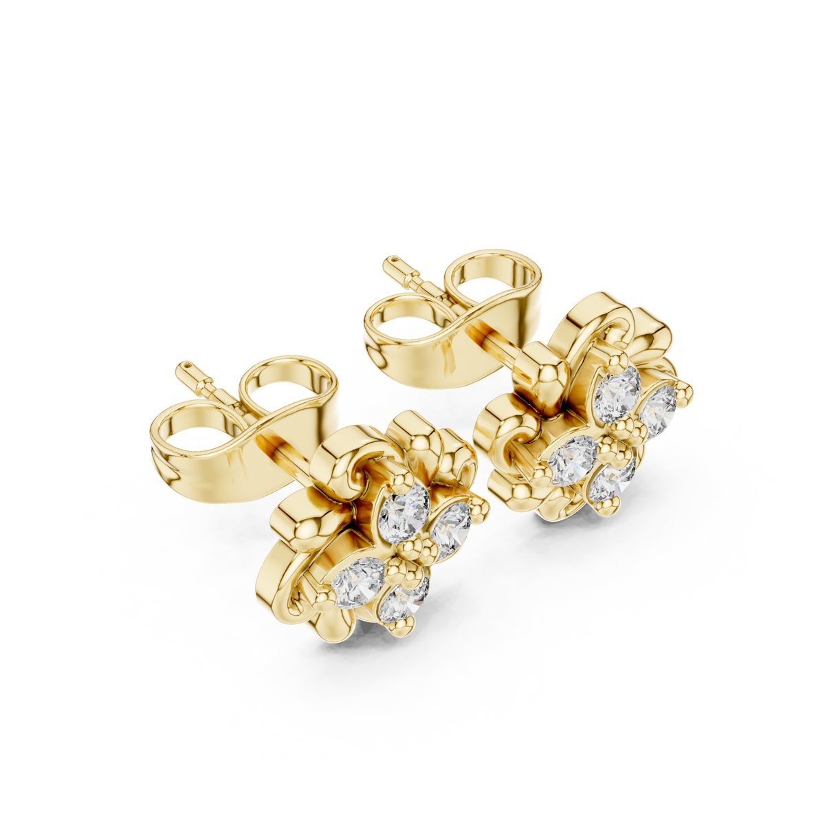 Graceful Four Bloom Diamond Studs
