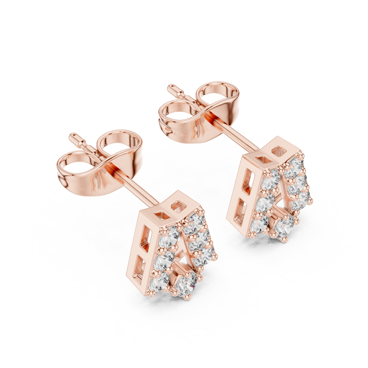 Elegant Tapered Frame Diamond Studs