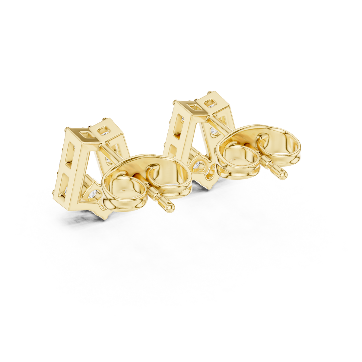 Elegant Tapered Frame Diamond Studs