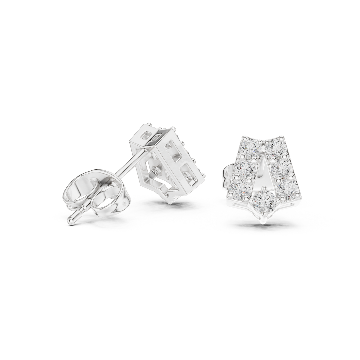 Elegant Tapered Frame Diamond Studs