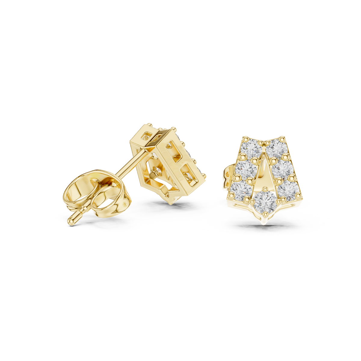 Elegant Tapered Frame Diamond Studs
