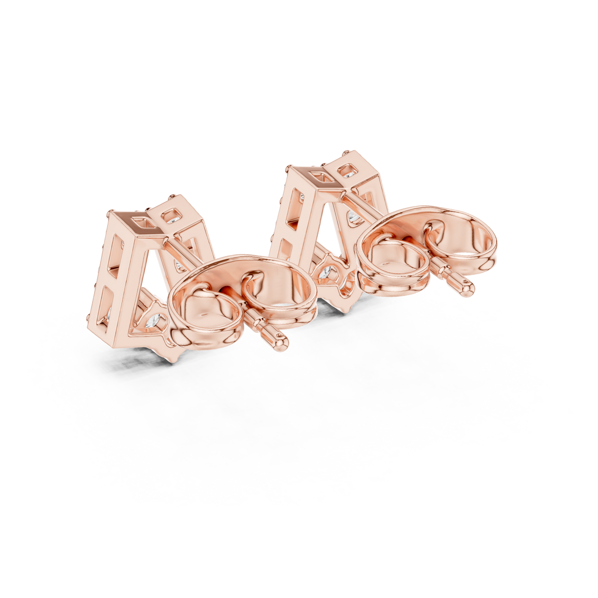 Elegant Tapered Frame Diamond Studs