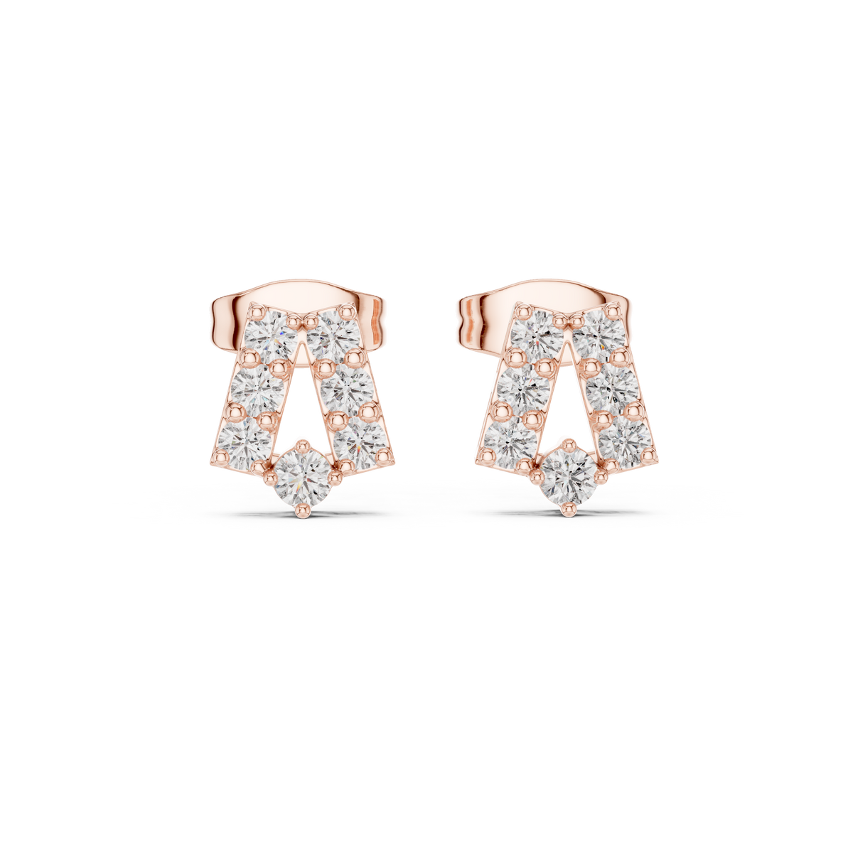 Elegant Tapered Frame Diamond Studs