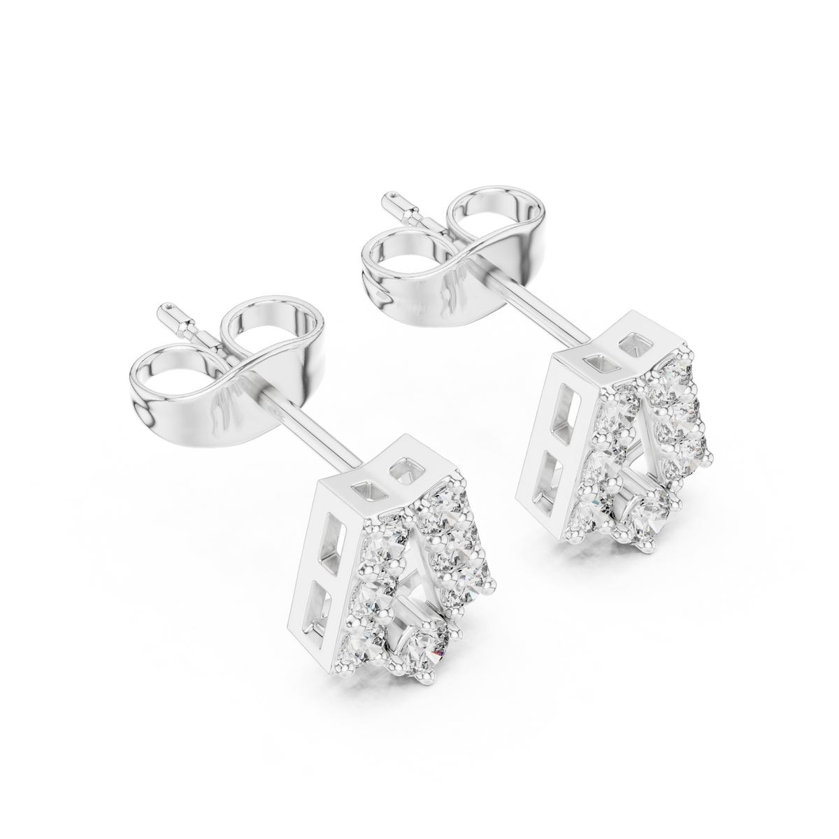Elegant Tapered Frame Diamond Studs