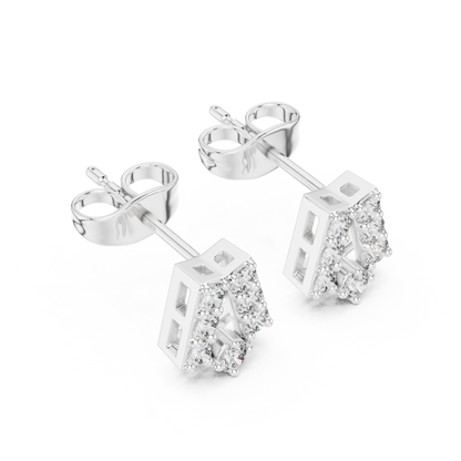 Elegant Tapered Frame Diamond Studs