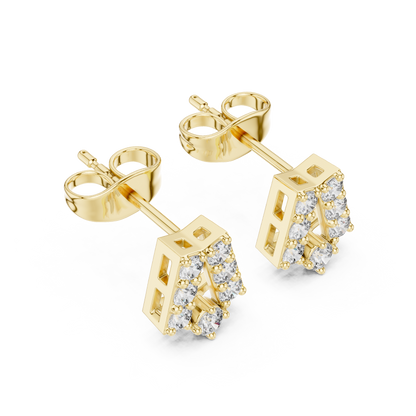 Elegant Tapered Frame Diamond Studs