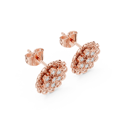 Ornate Filigree Bloom Diamond Studs